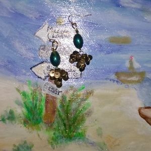 Mermaid EverChanging Green Handpainted Dangles